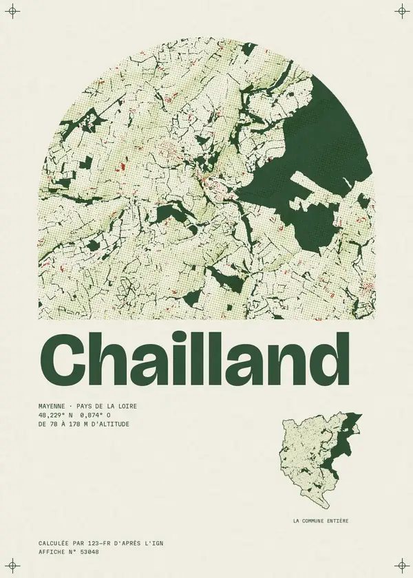 Affiche de Chailland, calculée par 123-fr d'après l'IGN