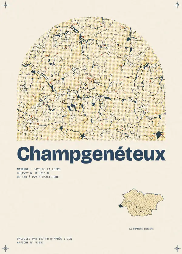 Affiche de Champgenéteux, calculée par 123-fr d'après l'IGN