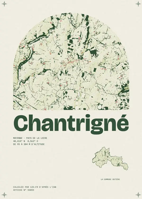 Affiche de Chantrigné, calculée par 123-fr d'après l'IGN