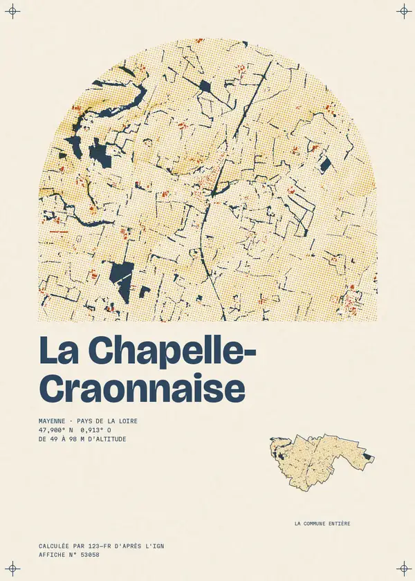 Affiche de La Chapelle-Craonnaise, calculée par 123-fr d'après l'IGN