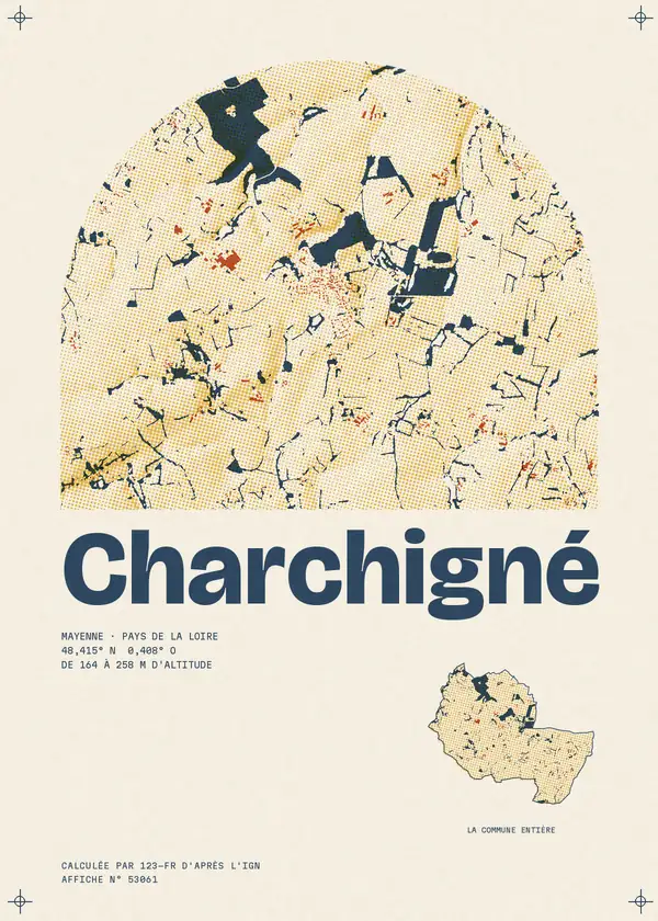 Affiche de Charchigné, calculée par 123-fr d'après l'IGN
