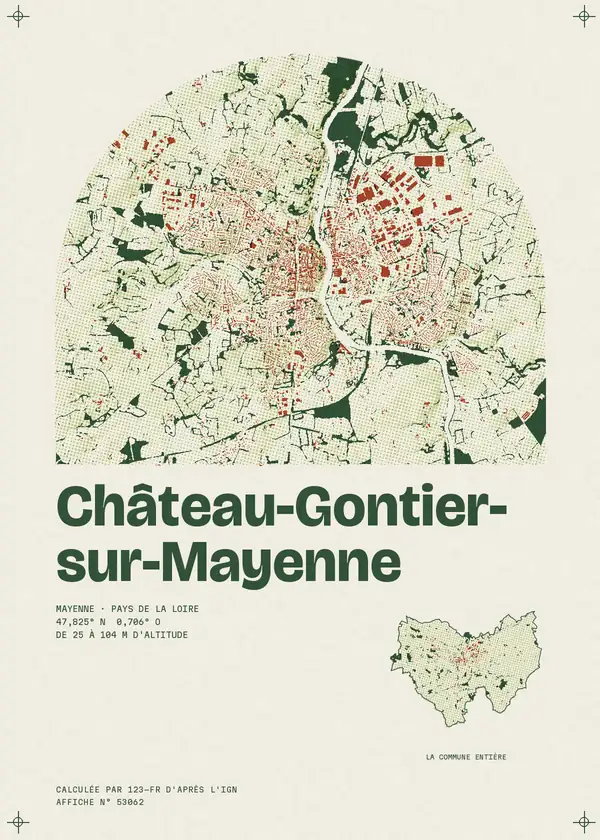 Affiche de Château-Gontier-sur-Mayenne, calculée par 123-fr d'après l'IGN