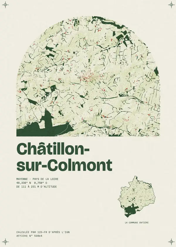 Affiche de Châtillon-sur-Colmont, calculée par 123-fr d'après l'IGN