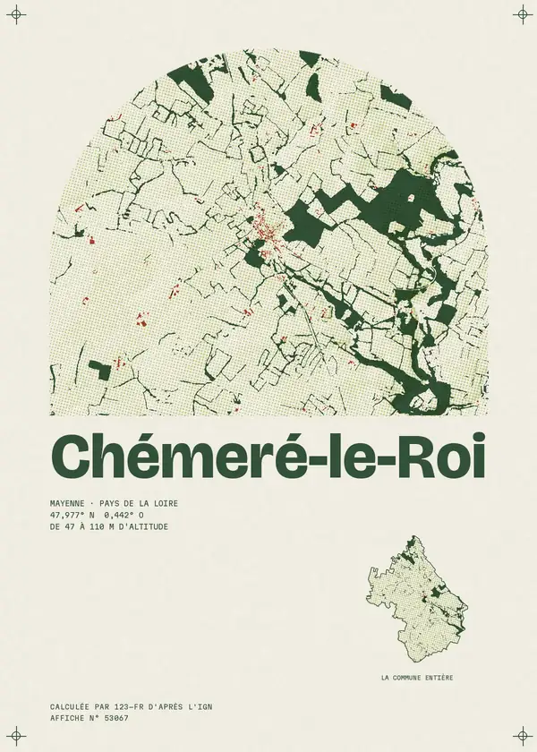 Affiche de Chémeré-le-Roi, calculée par 123-fr d'après l'IGN