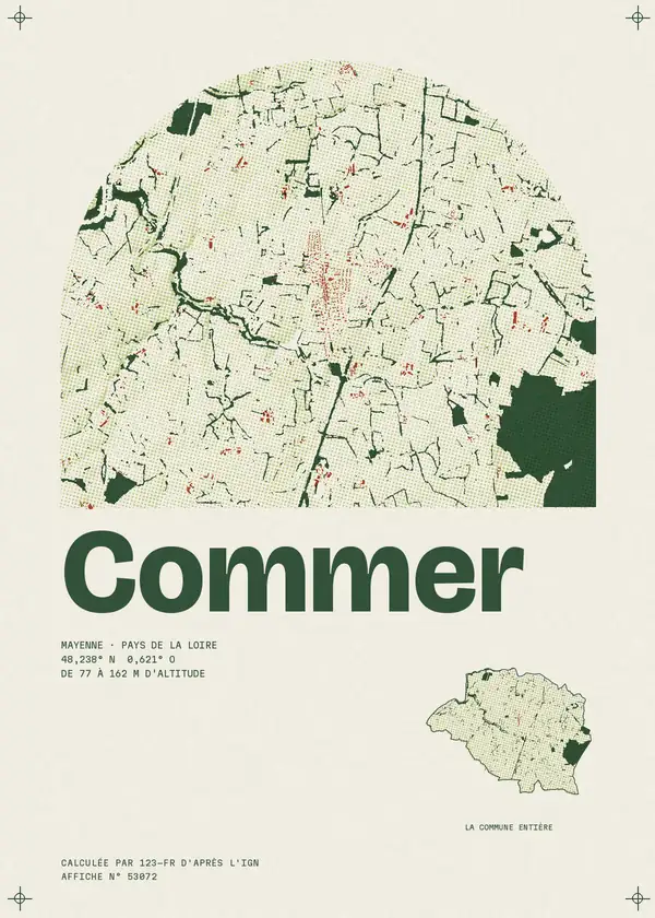 Affiche de Commer, calculée par 123-fr d'après l'IGN
