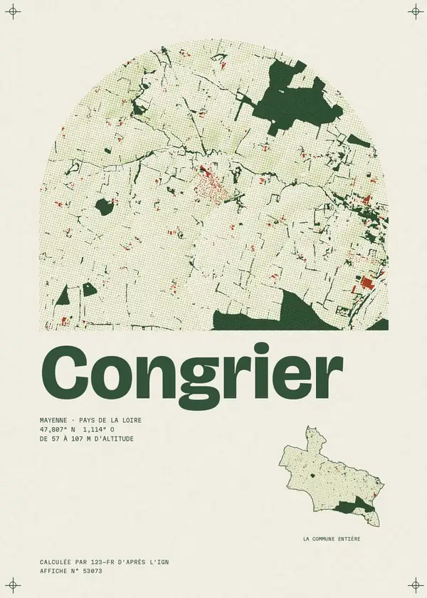 Affiche de Congrier, calculée par 123-fr d'après l'IGN