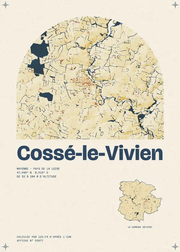 Affiche de Cossé-le-Vivien, calculée par 123-fr d'après l'IGN