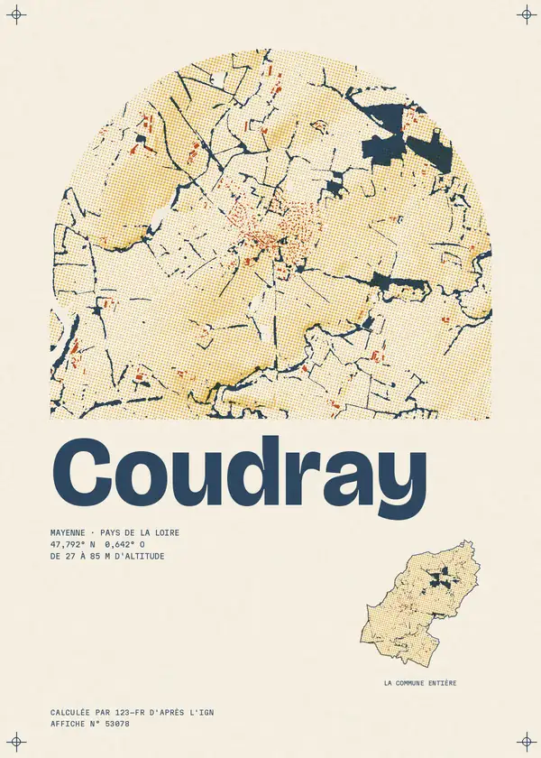 Affiche de Coudray, calculée par 123-fr d'après l'IGN