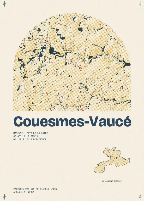 Affiche de Couesmes-Vaucé, calculée par 123-fr d'après l'IGN