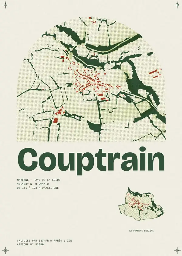 Affiche de Couptrain, calculée par 123-fr d'après l'IGN