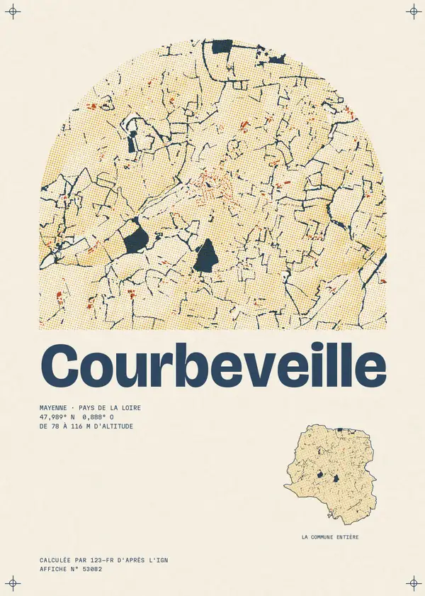 Affiche de Courbeveille, calculée par 123-fr d'après l'IGN