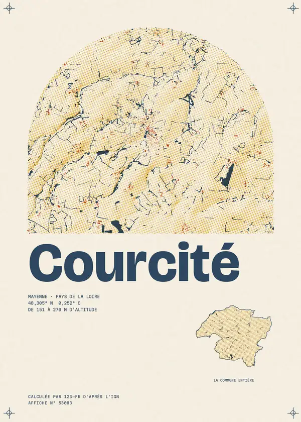 Affiche de Courcité, calculée par 123-fr d'après l'IGN