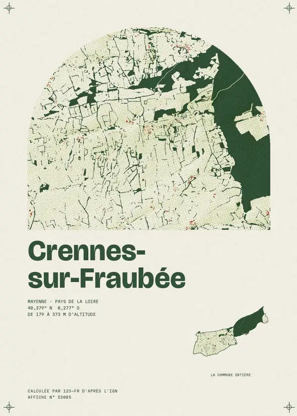 Affiche de Crennes-sur-Fraubée, calculée par 123-fr d'après l'IGN