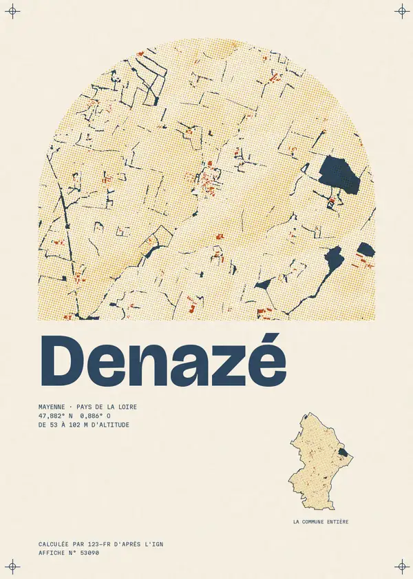 Affiche de Denazé, calculée par 123-fr d'après l'IGN