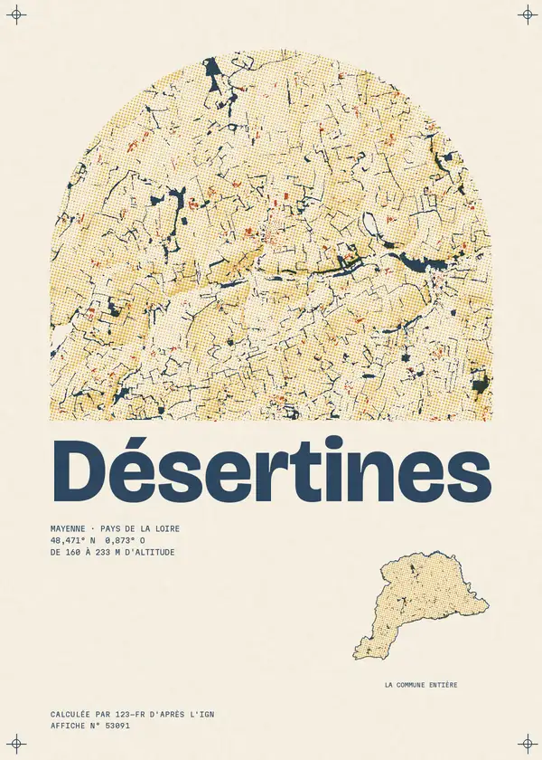 Affiche de Désertines, calculée par 123-fr d'après l'IGN