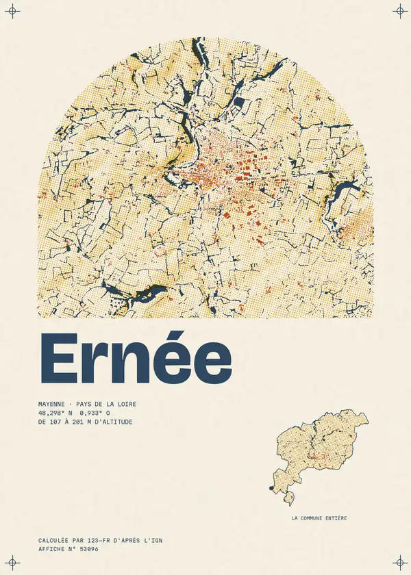 Affiche de Ernée, calculée par 123-fr d'après l'IGN