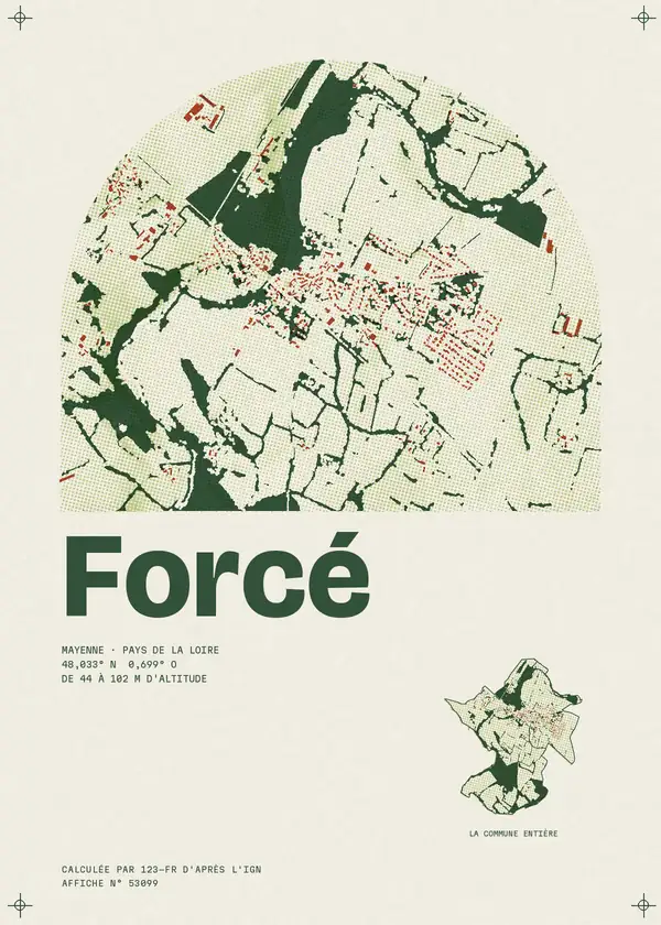 Affiche de Forcé, calculée par 123-fr d'après l'IGN