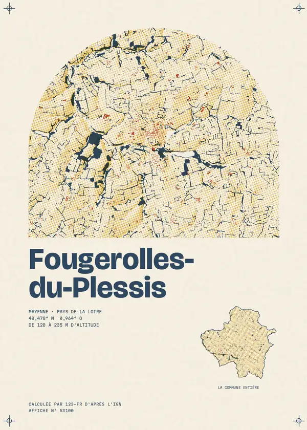 Affiche de Fougerolles-du-Plessis, calculée par 123-fr d'après l'IGN