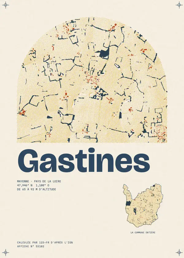 Affiche de Gastines, calculée par 123-fr d'après l'IGN