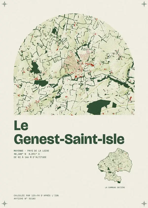 Affiche de Le Genest-Saint-Isle, calculée par 123-fr d'après l'IGN