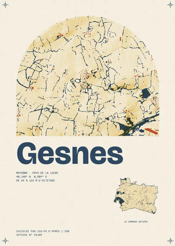 Affiche de Gesnes, calculée par 123-fr d'après l'IGN