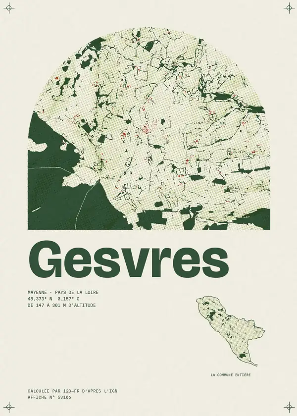 Affiche de Gesvres, calculée par 123-fr d'après l'IGN