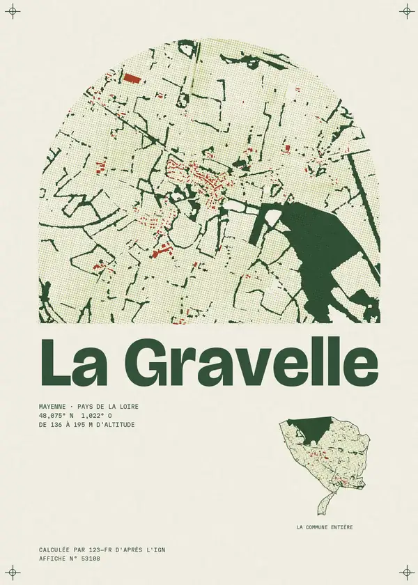 Affiche de La Gravelle, calculée par 123-fr d'après l'IGN