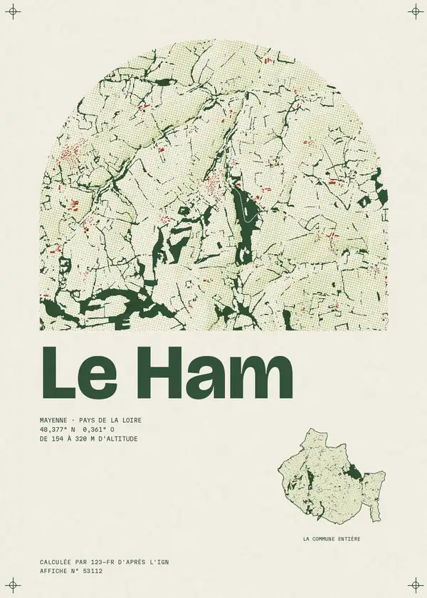 Affiche de Le Ham, calculée par 123-fr d'après l'IGN
