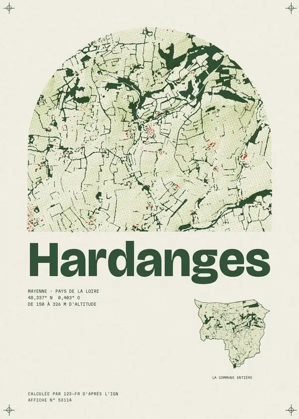 Affiche de Hardanges, calculée par 123-fr d'après l'IGN