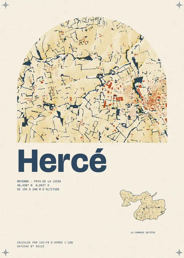 Affiche de Hercé, calculée par 123-fr d'après l'IGN