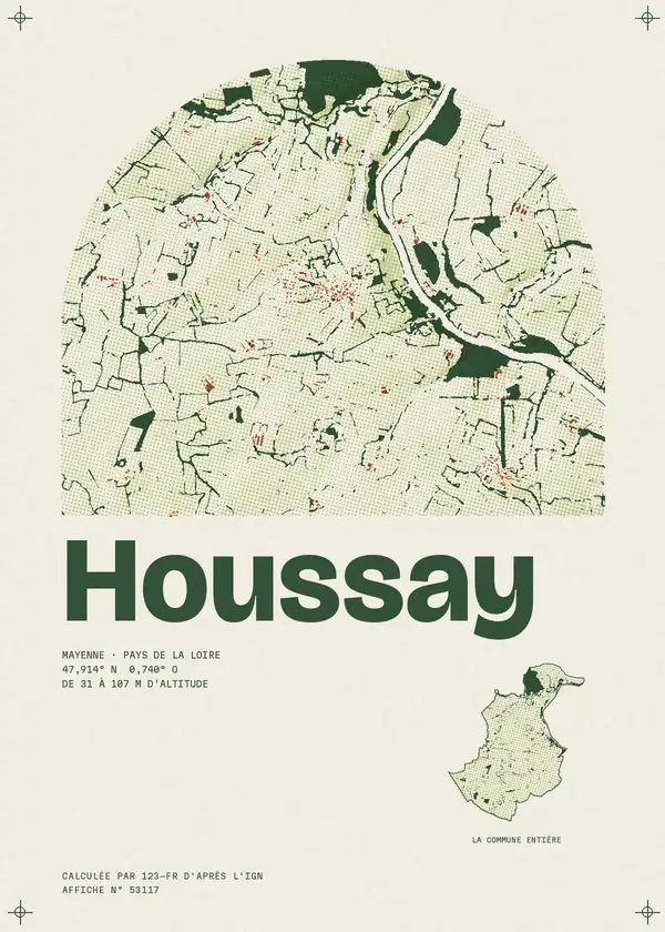 Affiche de Houssay, calculée par 123-fr d'après l'IGN
