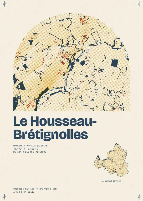 Affiche de Le Housseau-Brétignolles, calculée par 123-fr d'après l'IGN