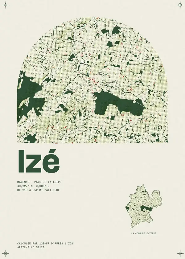 Affiche de Izé, calculée par 123-fr d'après l'IGN