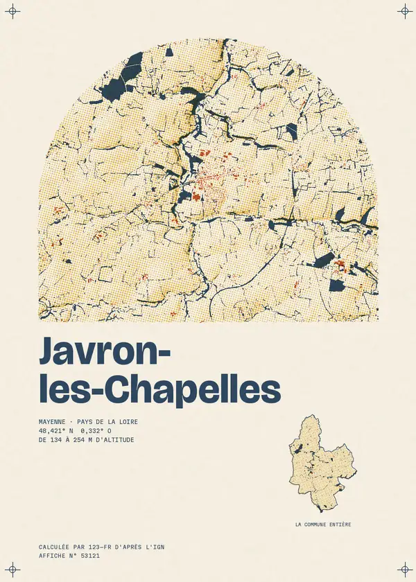 Affiche de Javron-les-Chapelles, calculée par 123-fr d'après l'IGN
