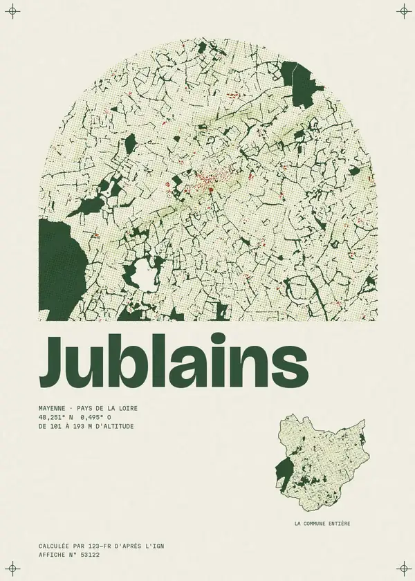 Affiche de Jublains, calculée par 123-fr d'après l'IGN