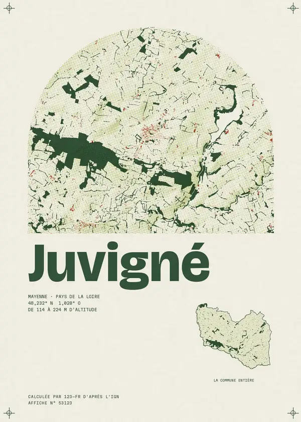 Affiche de Juvigné, calculée par 123-fr d'après l'IGN