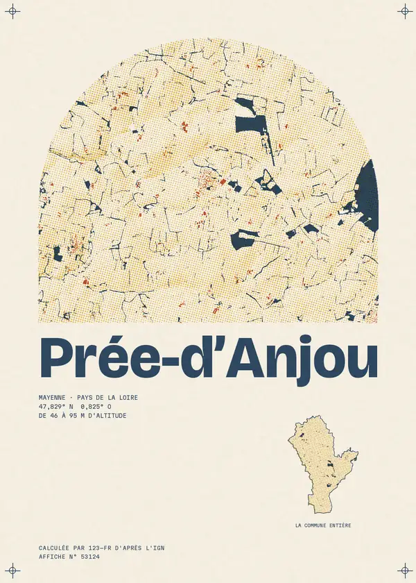 Affiche de Prée-d'Anjou, calculée par 123-fr d'après l'IGN