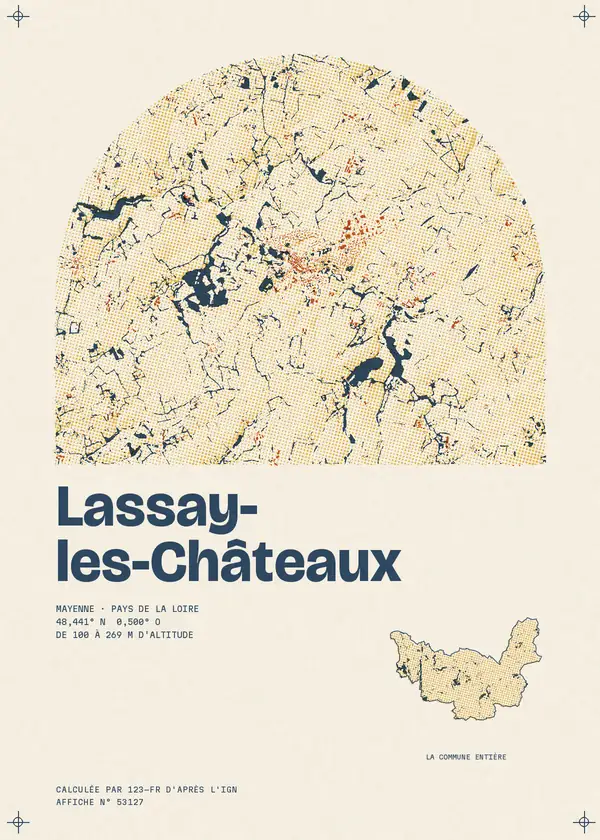 Affiche de Lassay-les-Châteaux, calculée par 123-fr d'après l'IGN