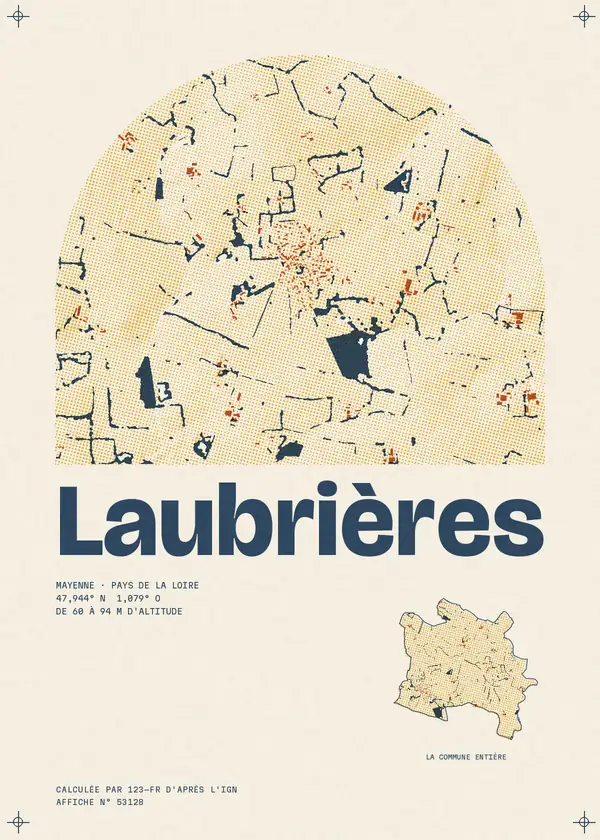 Affiche de Laubrières, calculée par 123-fr d'après l'IGN