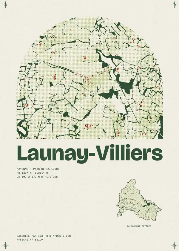 Affiche de Launay-Villiers, calculée par 123-fr d'après l'IGN