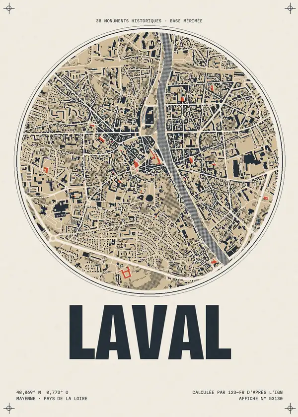 Affiche de Laval, calculée par 123-fr d'après l'IGN