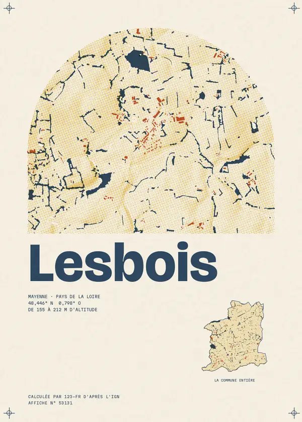 Affiche de Lesbois, calculée par 123-fr d'après l'IGN