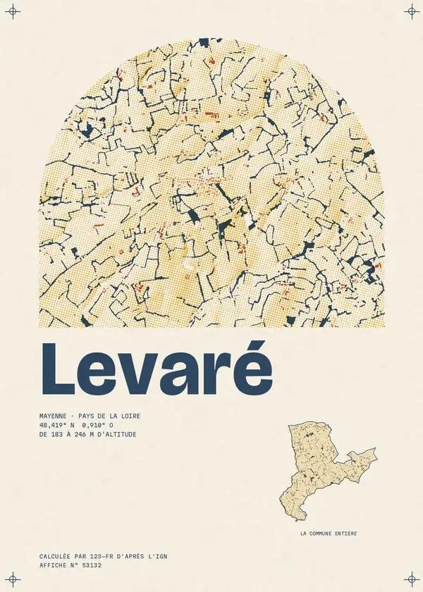 Affiche de Levaré, calculée par 123-fr d'après l'IGN