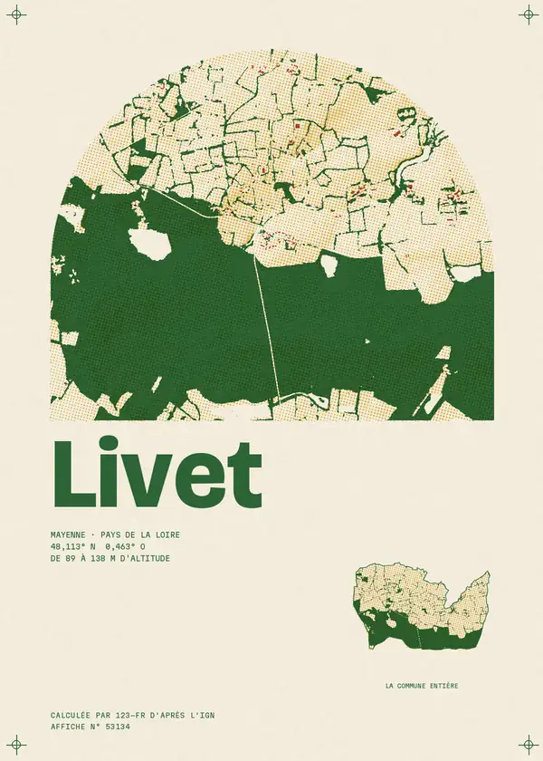 Affiche de Livet, calculée par 123-fr d'après l'IGN
