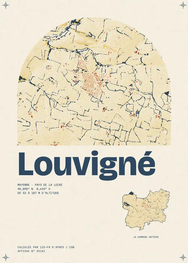 Affiche de Louvigné, calculée par 123-fr d'après l'IGN
