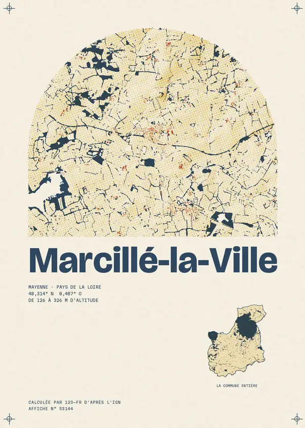 Affiche de Marcillé-la-Ville, calculée par 123-fr d'après l'IGN