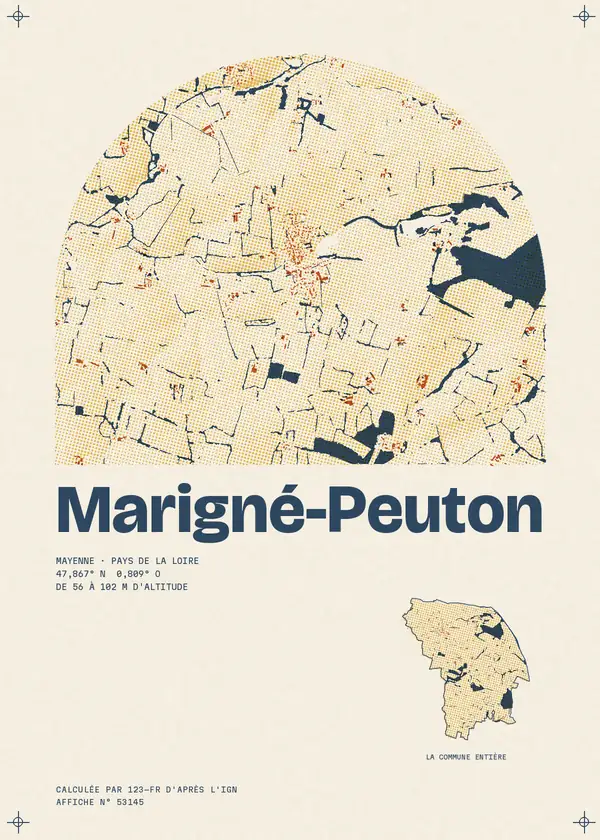 Affiche de Marigné-Peuton, calculée par 123-fr d'après l'IGN