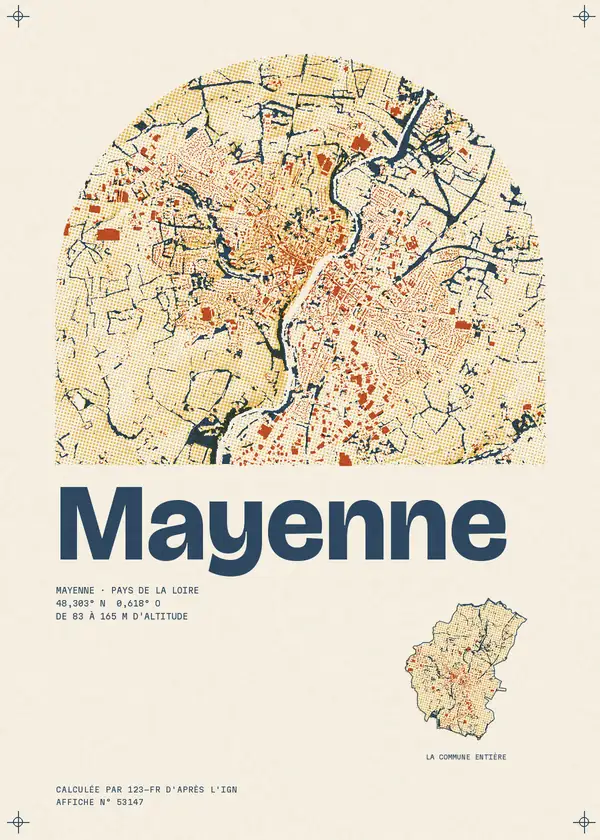 Affiche de Mayenne, calculée par 123-fr d'après l'IGN