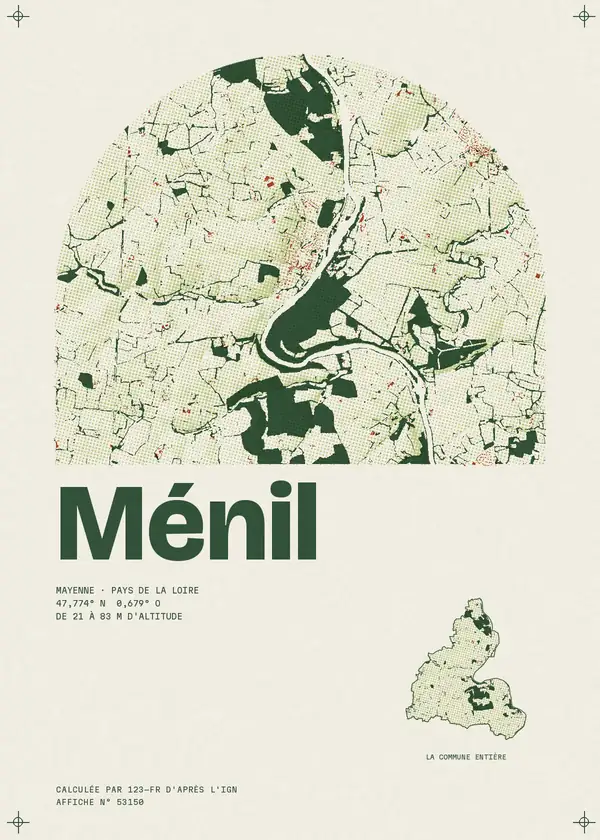 Affiche de Ménil, calculée par 123-fr d'après l'IGN