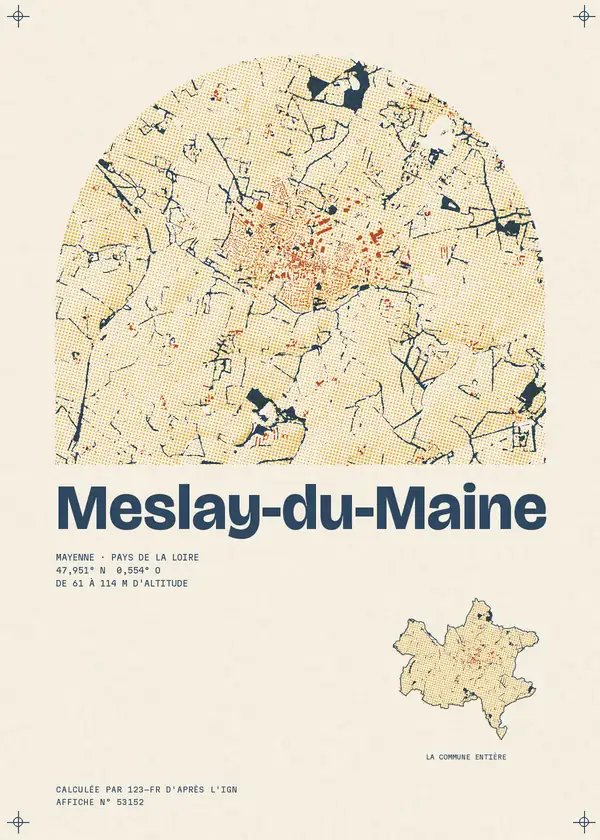 Affiche de Meslay-du-Maine, calculée par 123-fr d'après l'IGN